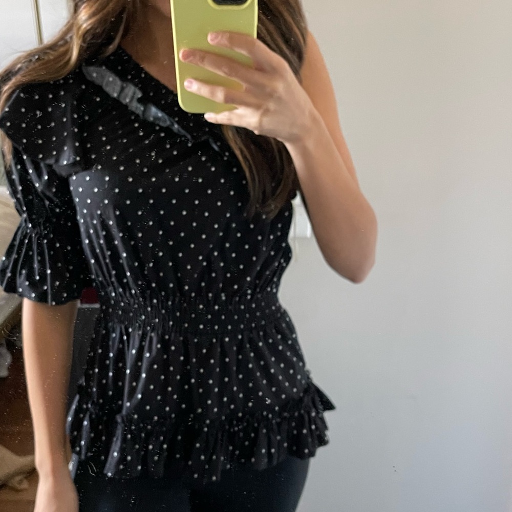 Misa Black and White One Shoulder Top